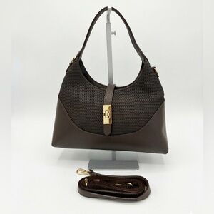 Italian Genuine Leather Bag Dark Brown Shoulder Crossbody Made Italy